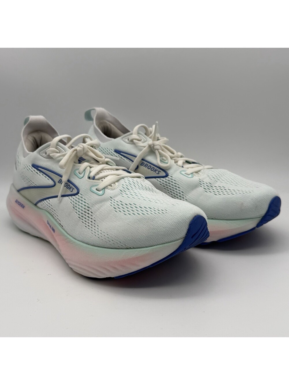 Brooks Glycerin 22 Womens Size 11 Running Shoes White Mint Blue 1204341B110